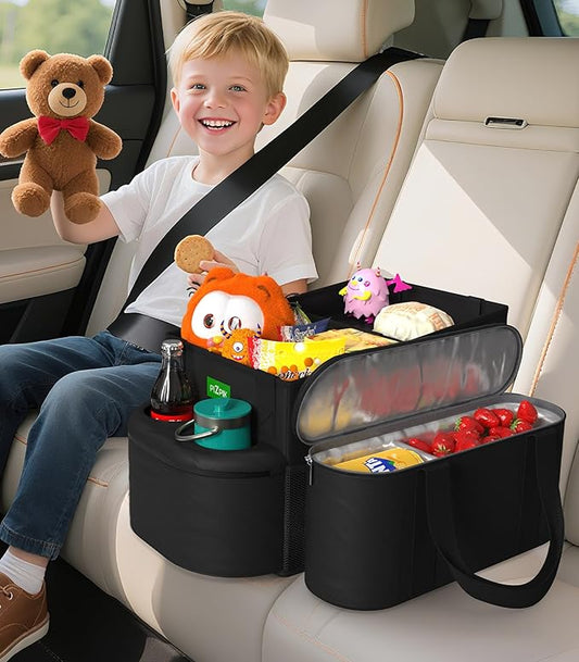 Large Car Seat Organizer with Removable Cooler Bag for the Front or Back Seat for Kids and Adults.Versatile for Use in Multiple Scenarios.