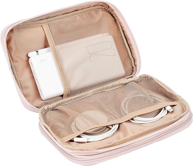 NISHEL Travel Cord Organizer Case, Large, pink