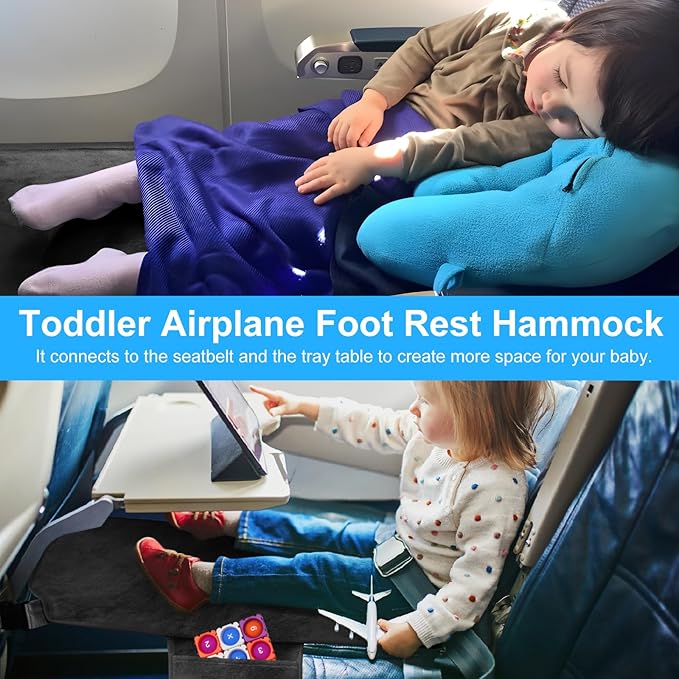 Toddler Airplane Bed & Travel Essentials - Kids Airplane Seat Extender, Portable Plane Bed for Flights