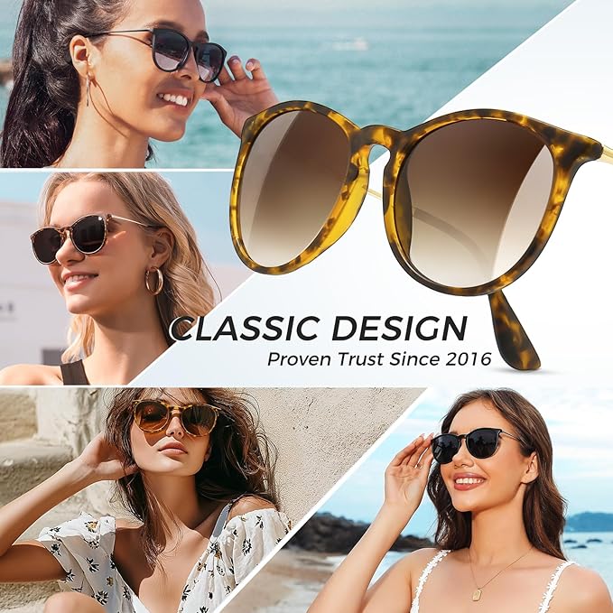 SUNGAIT Premium Vintage Round Sunglasses for Women Men Classic Retro Trendy Style