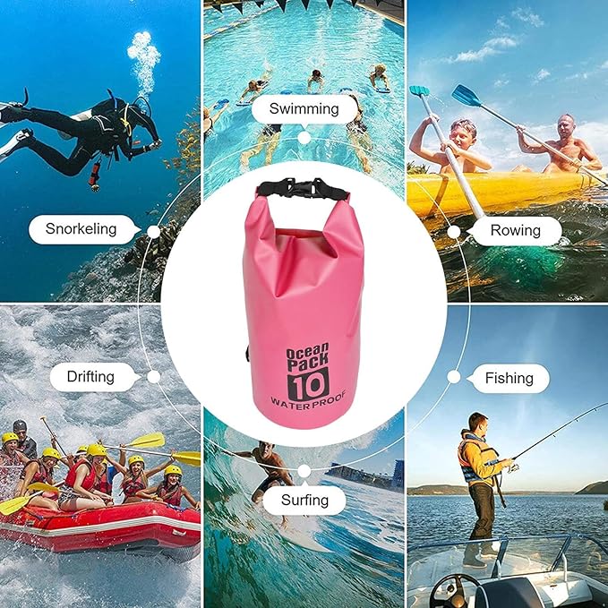Dry Bag - Roll Top Lightweight Sack, Waterproof Storage Drybag, Secure Seal with Adjustable Strap, Adventure Accessory for Hiking Camping Swimming Fishing Boating Water Sports