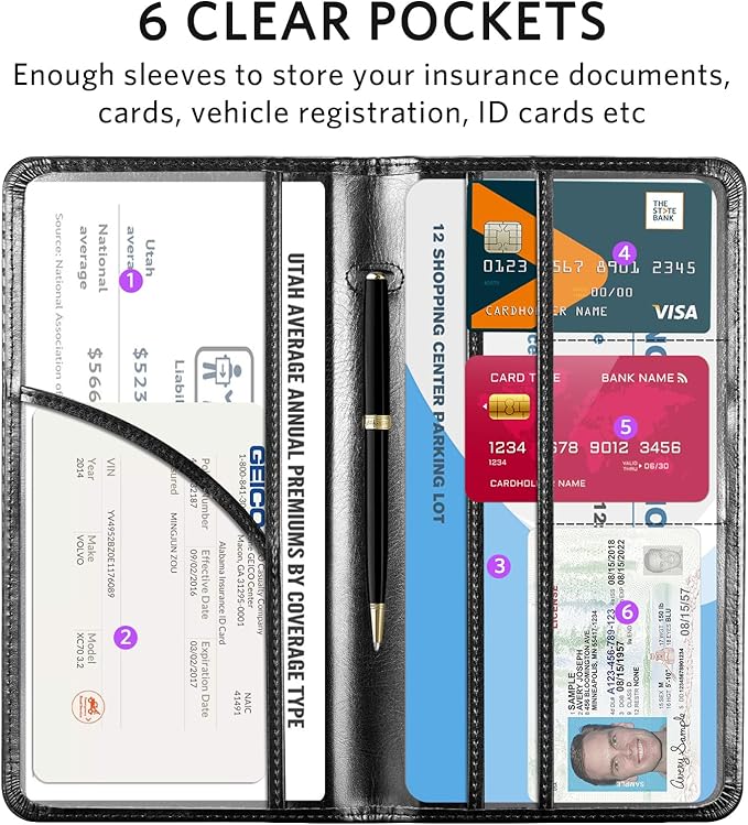 CoBak Car Registration and Insurance Holder - Vehicle Glove Box Car Organizer,Auto Truck Comparment Accessories Case with Magnetic Closure for Driver License,Cards