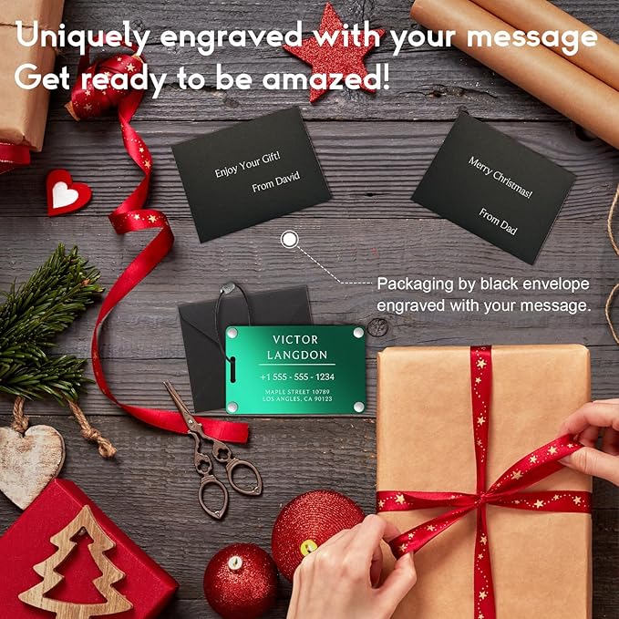 Luggage Tags for Suitcases 4 Pack: Personalized Luggage Tags for Backpacks & Bags Tags with Coustomizable Texts (Green)