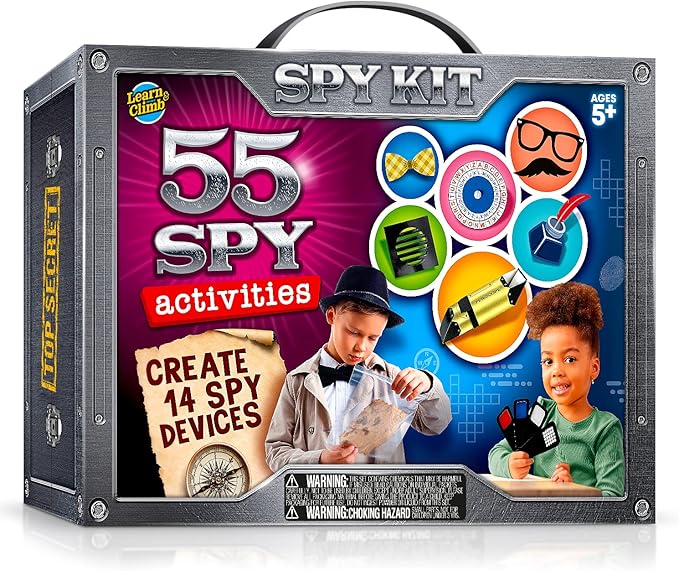 Kids Spy Kit, Explore 15 Secret Missions & Create 14 Detective Gadgets - Birthday for 7, 8,9,10 Year-Old Boy