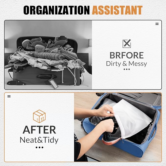 50pcs Clear Shoe Bags for Travel, 15.7" x 11.8" Waterproof Dust Bags with Drawstring, Portable Storage for Men and Women (Pack of 2)