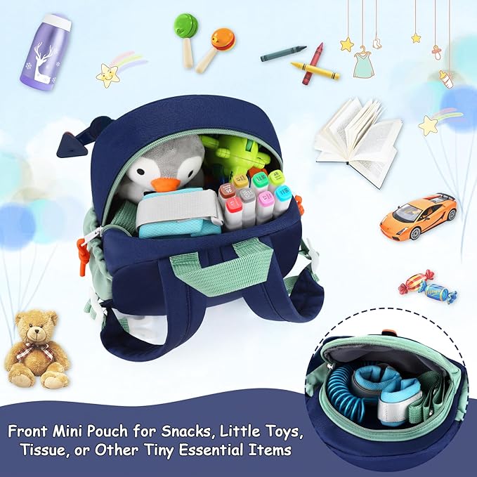 Accmor Toddler Leash Backpack, Cute Excavator Child Bag Harness with Anti Lost Wrist Link, Kid Walking Back Pack Mini Rucksack with Restraints Hand Strap Tether for Baby Boys Outdoor Traveling
