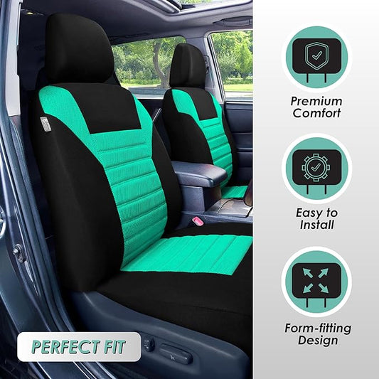 FH Group Automotive Car Seat Covers Front Set Premium 3D Air Mesh Front Seat Covers, Airbag Compatible Universal Fit Interior Accessories for Cars Trucks and SUVs - Mint