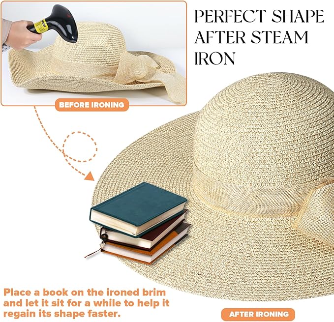 Beach Sun Hats for Women,Wide Brim Straw Hat Floppy Packable UPF 50+ UV Protection with for Summer