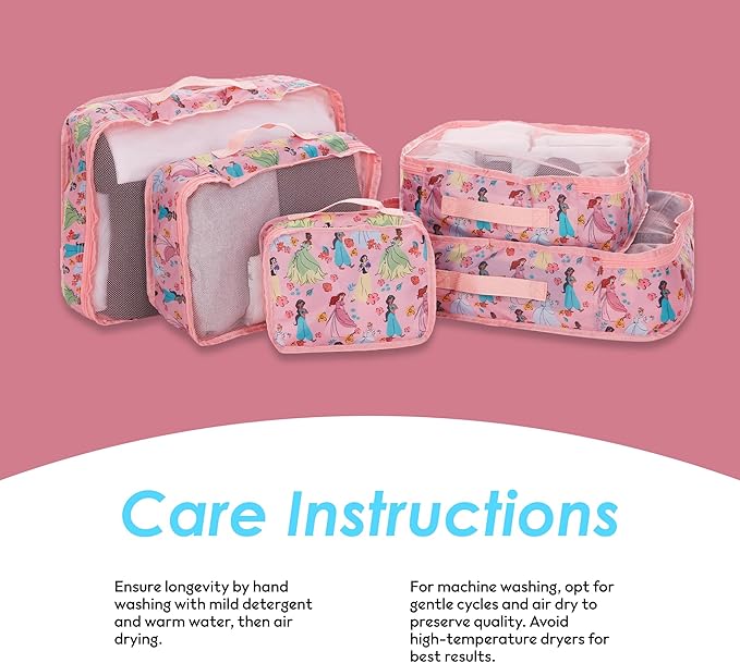 Disney Minnie Mickey Stitch Packing Cubes - Winnie the Pooh, Princess Cinderella, Cars, Toy Story 5 Piece Packing Cubes Compression - Travel Essential - Luggage Suitcase Organizer Set