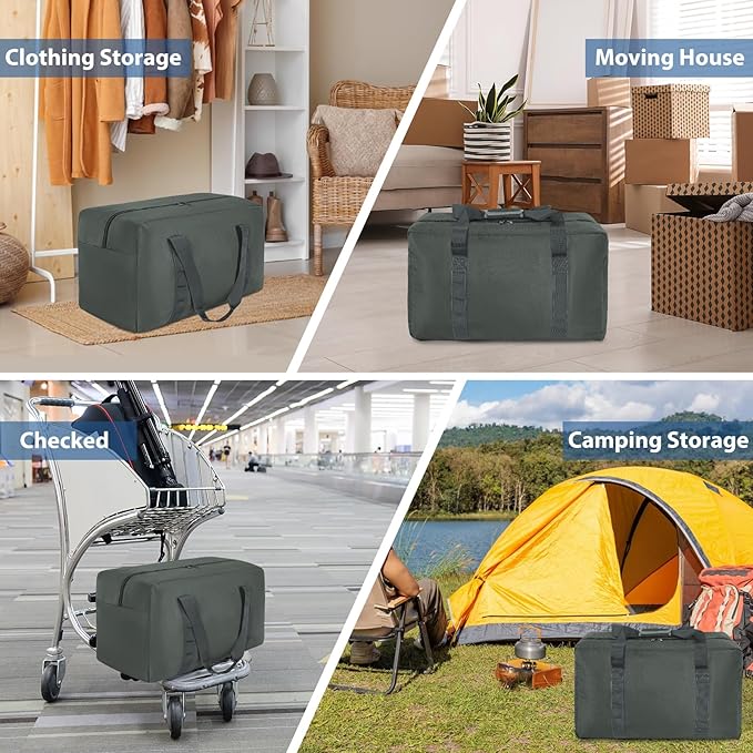 Travel Duffle Bag, 70L Gear Bag for Men and Women, Storage Bag Ideal for Overnight Camping and Weekend Getaways, Dark Gray