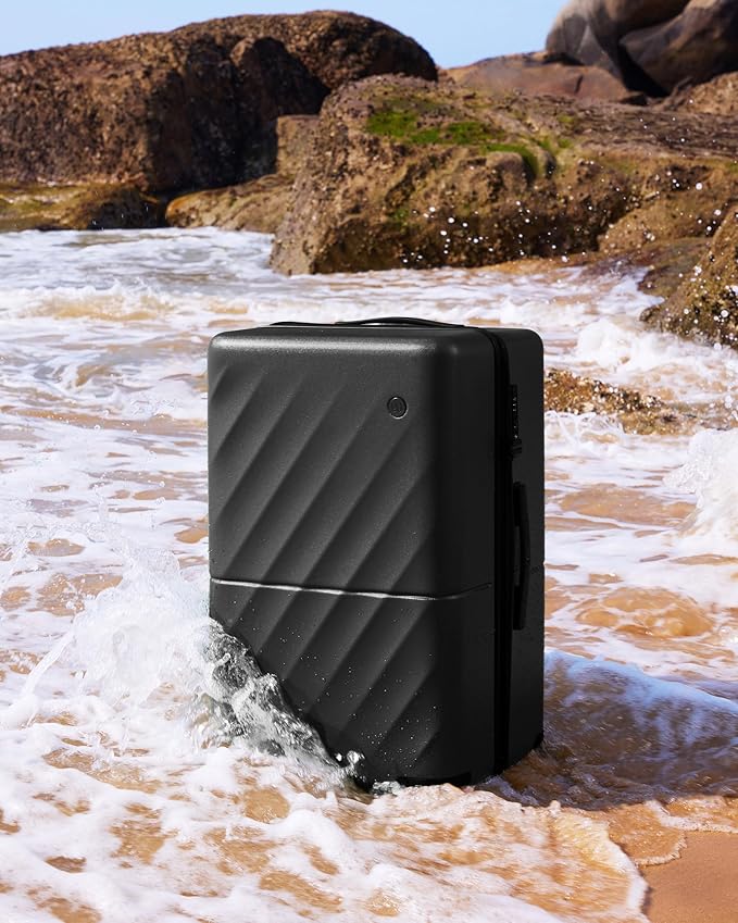 NINETYGO Trunk Luggage 29 Inch, Large Checked Luggage with Double Spinner Wheels, Anti-Burst Zipper, Hard Case PC Suitcase, Lightweight Travel Luggage, TSA Approved (Onyx Black, Hudson)