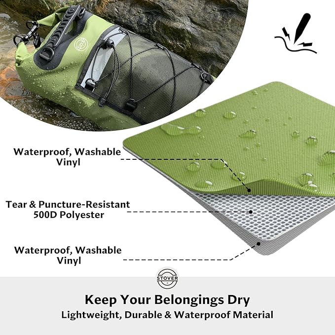 STOVER 5/10/25/30/40/55L Waterproof Dry Bag- Roll-Top Backpack w/Phone Case- Kayaking, Hiking, Camping, Boating- Men/Women
