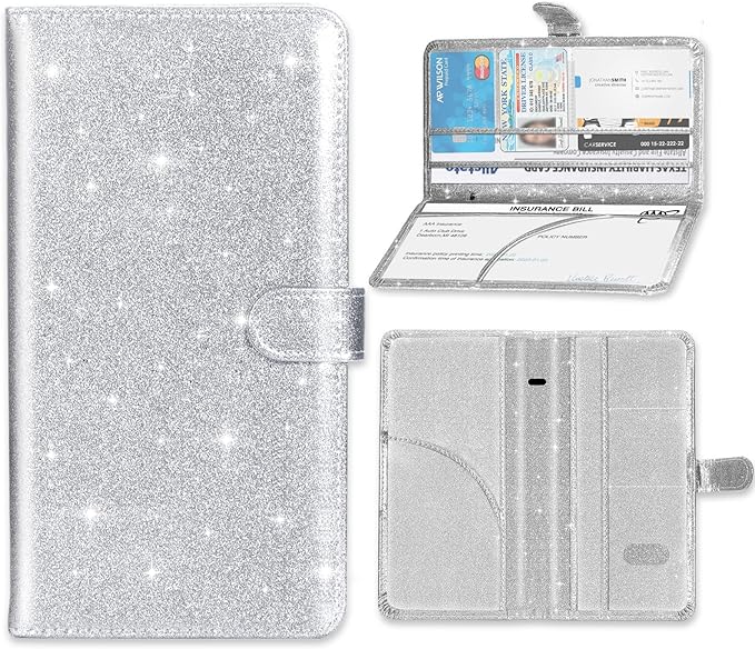 Car Registration and Insurance Card Holder, Document Holder for Cards, Driver Vehicle License Document Glove Box Compartment Organizer, Car Essentials For Women