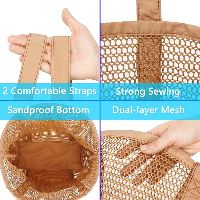 Mesh Beach Bag for Women, Casual Hobo Bags Large Beach Tote for Pool Travel Cruise Vacation Essentials