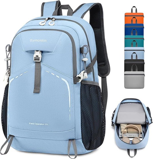 35L Lightweight Packable Backpack – Durable Foldable Daypack for Travel, Hiking, and Gym (Sky-Blue)