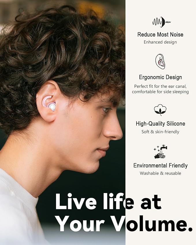 SUPCEAT Ear Plugs for Sleeping - Noise Reduction Soft Silicone Earplugs, 2 Pairs Reusable Hearing Protection Earplugs for Noise Sensitivity, Sleep,Snore,Travel, Sound Reduction Noise Cancelling - Pink