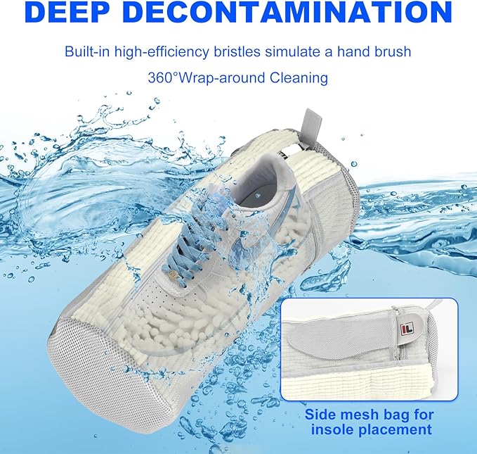 Shoe Washing Bags for Washing Machine – Durable Shoe Washing Machine Bags for All Shoe Types Sizes (Large White 2PCS）