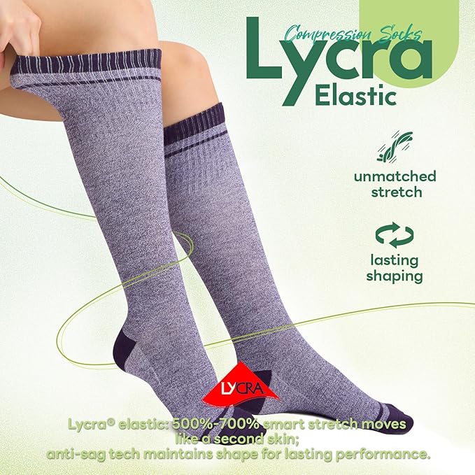 Iambamboo Compression Socks Women & Men, 15-20 mmHg Bamboo Viscose Knee High Soft Support for Flying Travel Daily