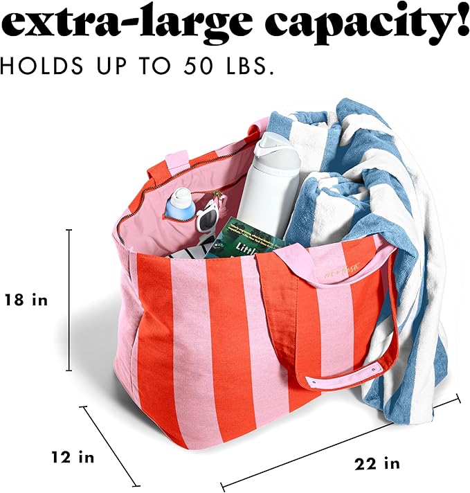 Fit & Fresh Large Beach Bag for Women - Extra Large Travel Tote With Pockets