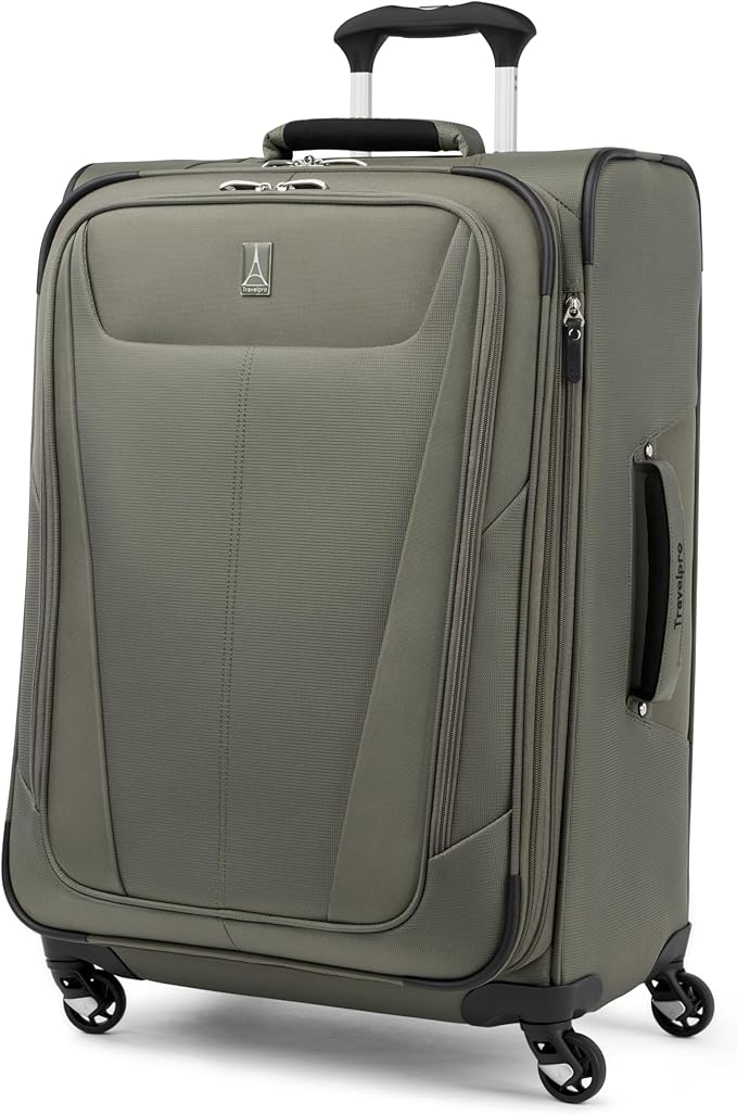 Travelpro Maxlite 5 Softside Expandable Checked Luggage with Spinner Wheels, Lightweight, 25-Inch — Slate Green
