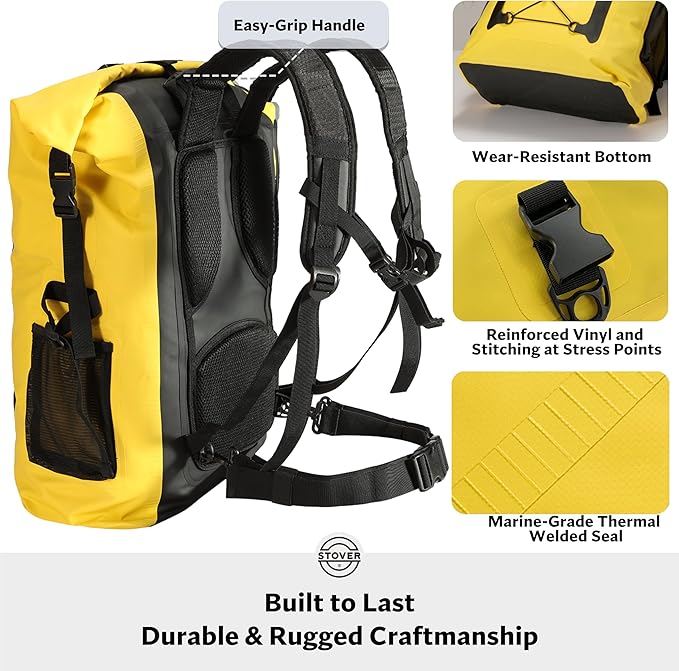 STOVER 5/10/25/30/40/55L Waterproof Dry Bag- Roll-Top Backpack w/Phone Case- Kayaking, Hiking, Camping, Boating- Men/Women