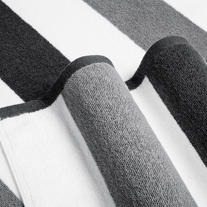 Cotton Oversized Beach Towel - Extra Large 40"X70" Plush Thick Mens Beach Towels, XL Fluffy Stripe Pool Towels Charcoal Gray Swimming Towel for Adults Mens Women