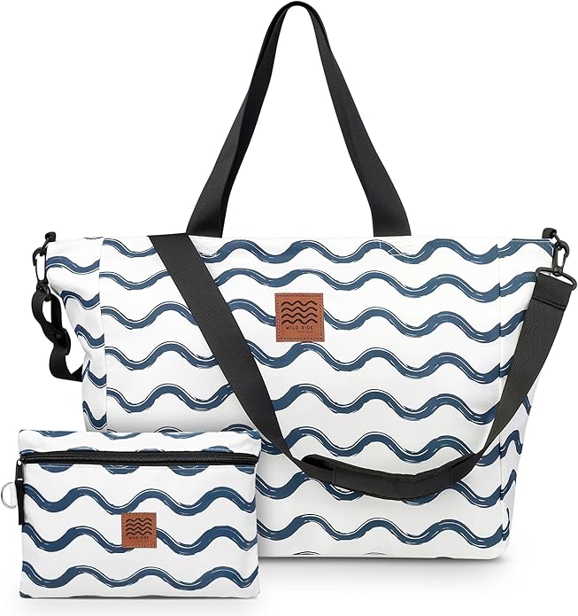 Large Beach Tote Bag for Women – Foldable & Packable Travel Bag with Zipper & Waterproof Pouch, Lightweight & Sandproof