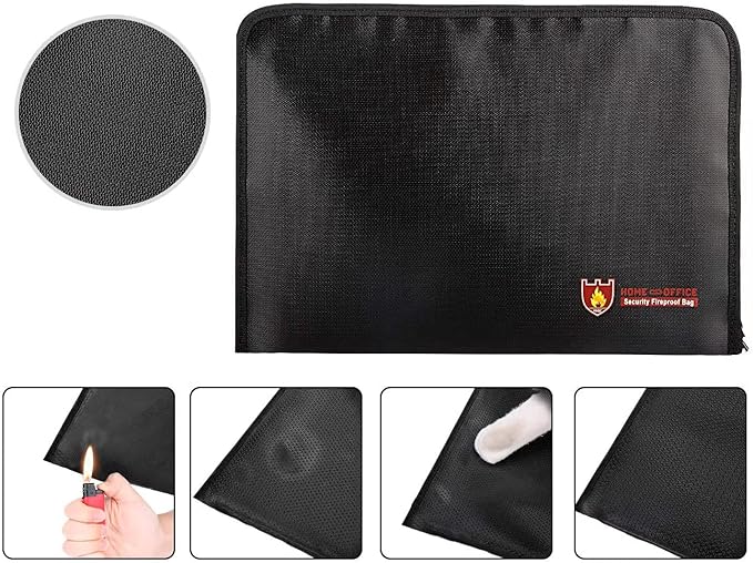 A4 Fireproof Document Bag with 13 Pockets, Fire and Water Resistant Safe Expanding File Folder with Zipper, Document Organizer Fireproof Waterproof Wallet for Certificate Folder