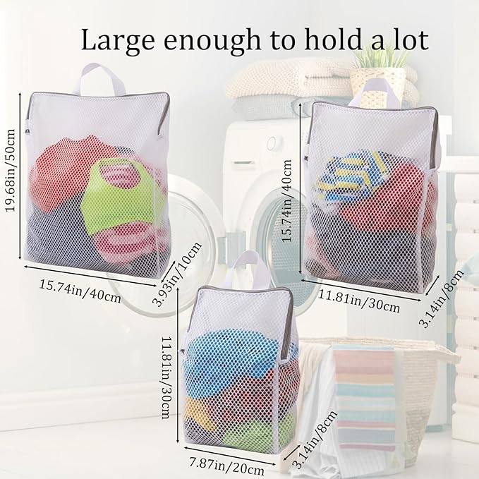 Sock Laundry Bag, Sock Bag for Washing Machine, Laundry Net Bag with 3 Sizes, Dacron Fabric, Mesh Wash Bags for Delicates, Undergarments, Bras