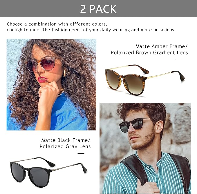 SUNGAIT Premium Vintage Round Sunglasses for Women Men Classic Retro Trendy Style