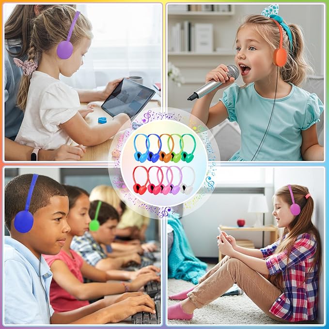 Kids Headphones Bulk for Classroom School 18 Pack,Wholesale Wired Adjustable Headphones for Students Teens Children Gift and Adult 3.5mm Jack (Mixed Colors)
