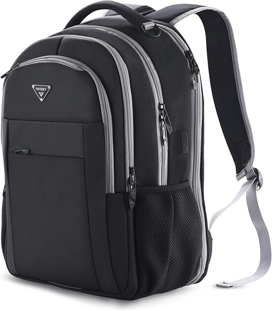 Multipocket TSA Black Travel Laptop Backpack for Men, Anti-Theft Work Business Backpack with USB Charging Port, Airline Approved Personal Item Bag,Water-Resistant Computer Bag Fits 16 Inch Notebook
