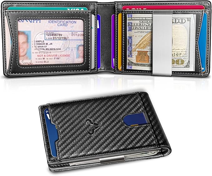 BULLIANT Men Wallet Airtag&Standard Use,Slim Front Pocket Wallet Money Clip for Gifg Men RFID Blocking 11Cards