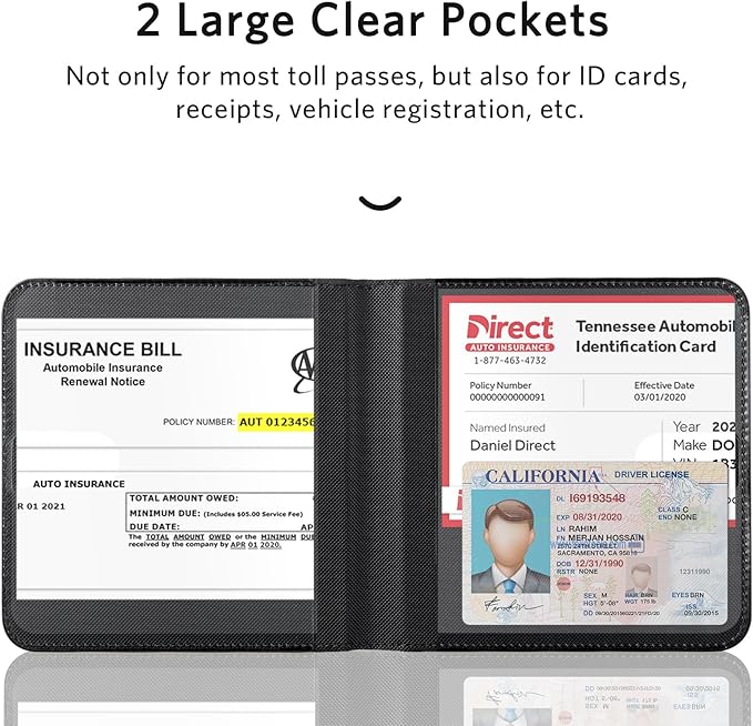 CoBak Car Registration and Insurance Holder - Small and Lightweight Vehicle Glove Box Car Organizer, Auto Truck Comparment Accessories Case for Essential Document, Driver License (Rhombus Black)