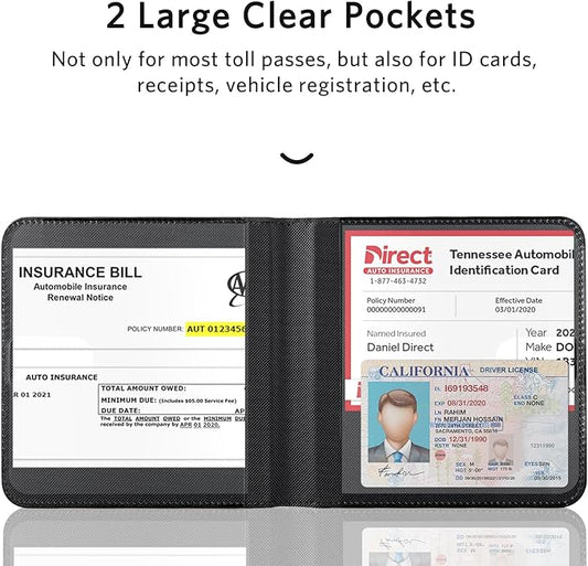 CoBak Car Registration and Insurance Holder - Small and Lightweight Vehicle Glove Box Car Organizer, Auto Truck Comparment Accessories Case for Essential Document, Driver License (Rhombus Black)