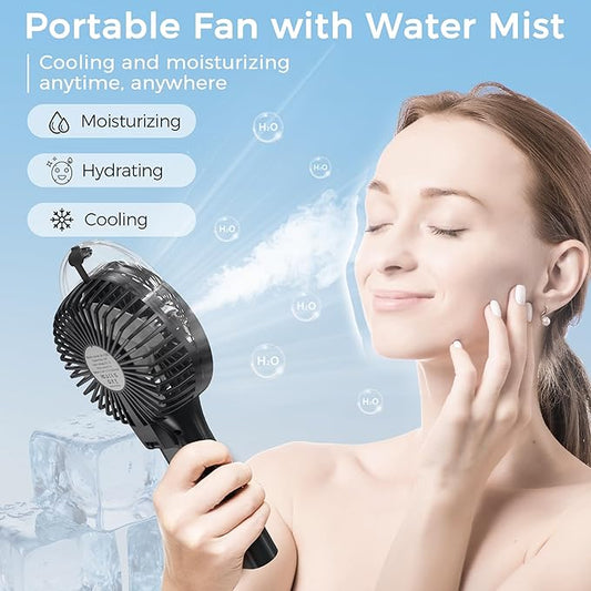 COMLIFE Portable Handheld Misting Fan, 3000mAh Rechargeable Battery Operated, 180° Foldable, Mini Personal Fan with Water Sprayer for Travel, Makeup, Home, Office, Camping, Outdoors