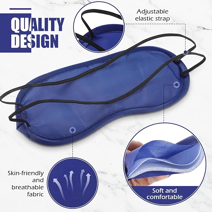 Tarpop 200 Pcs Eye Mask Sleeping Blindfold Eye Cover with Adjustable Strap for Games Party Team Building Travel Individually Wrapped Sleep Mask for Women Men(Blue)