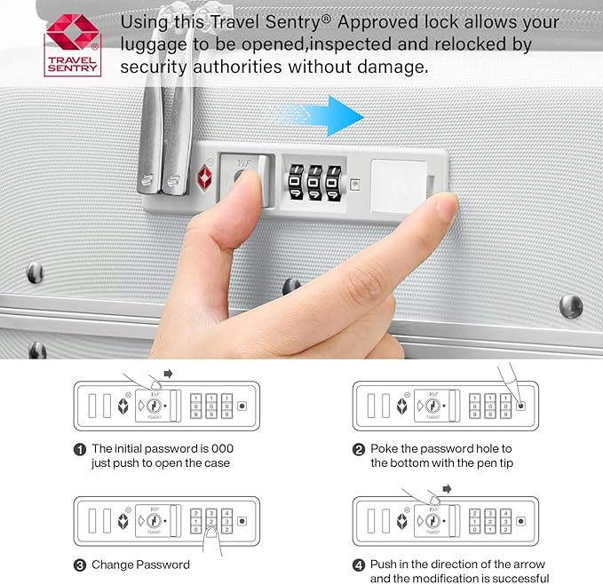Hanke 24 Inch Luggage with Cup Holder and Charge,Top Opening Hard Shell Suitcases with Wheels and Dividers,Aluminum Frame Trunk Luggage Medium Checked Suitcase with Lock for Travel,Smoke White