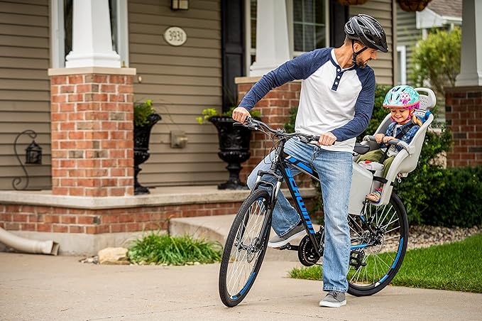 Schwinn Deluxe Child Bike Carrier, Seats one Kid Ages 1+, Frame Mount, Adjustable Safety Harness, Quick Release Design, Comfortable Padding, Rear-Mounted Child Bike Seat for Toddler