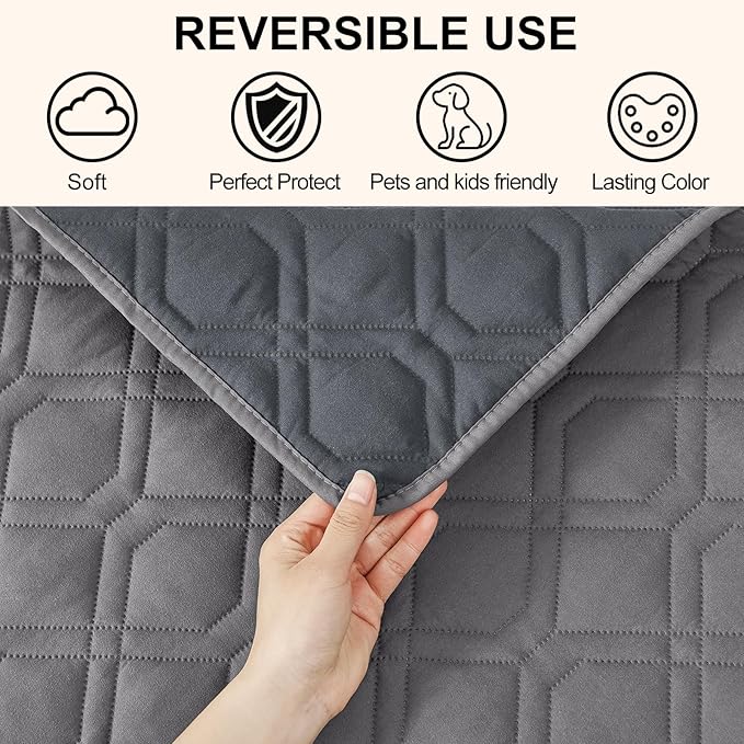 Smiry Waterproof Dog Blanket, 30x70 Inch Soft Pet Bed Cover Reversible, Washable Sofa Couch Furniture Protector for Small Medium Large Dog Puppy Cat, Geometric, Grey/Dark Grey