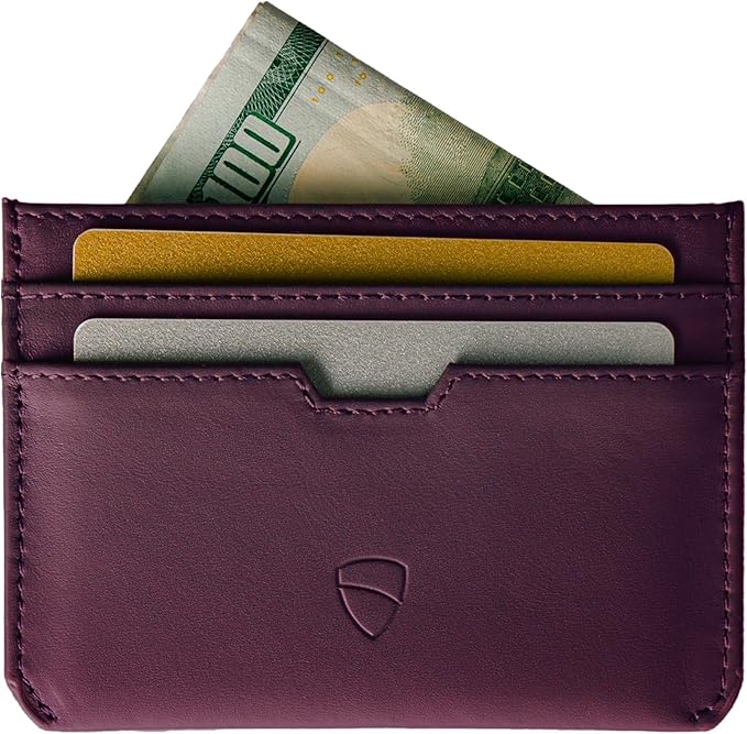 Vaultskin MOORGATE Slim Card Holder - Minimalist Leather Wallet, RFID Blocking Sleeve, Fits Front Pocket, for Men and Women