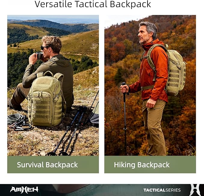 32L Military Tactical Backpack - Rugged Molle Assault Pack Fits 17 Inch Laptop for Survival Hiking Outdoor Travel Work (Tan)