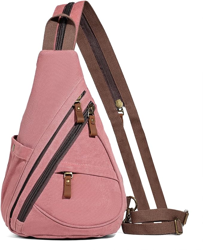 KL928 Canvas Sling Bag - Small Crossbody Backpack Shoulder Casual Daypack Rucksack for Men Women(Large Version)