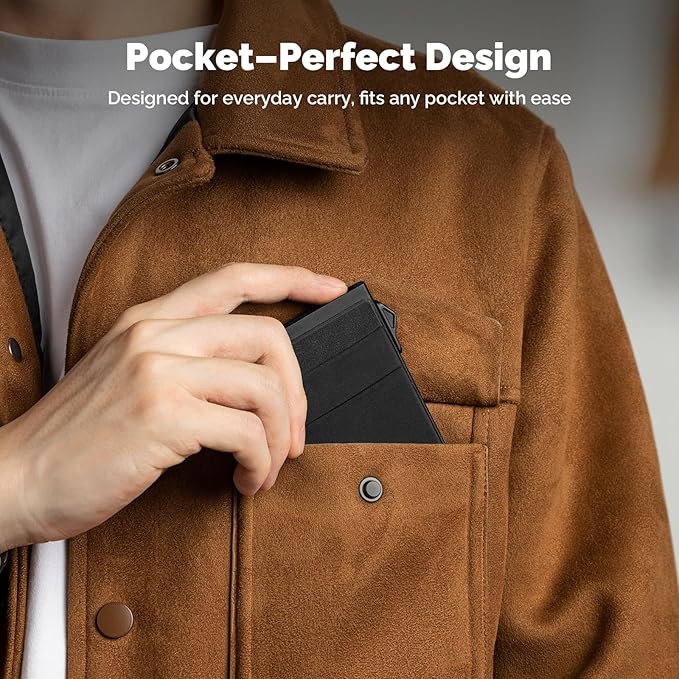 YESIIW Credit Card Holder Wallet for Men RFID Blocking Slim Minimalist Metal Wallet with Money Pocket Contactless Card Protector