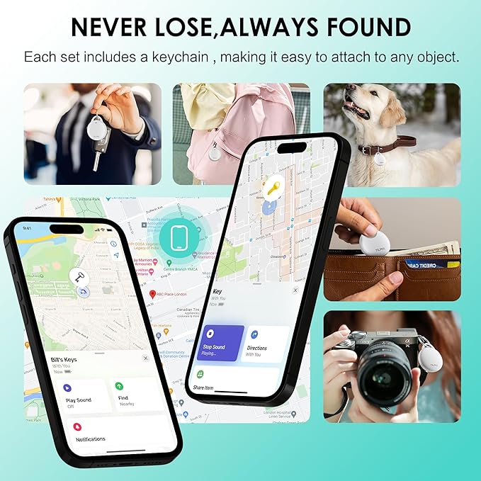 Air Tracker Tags-1 Pack: Bluetooth Tracker Works with Apple Find My (iOS Only), Key Finder and Smart Tag Locator for Luggage, Backpack, Suitcases, Pets, Replaceable Battery(White)