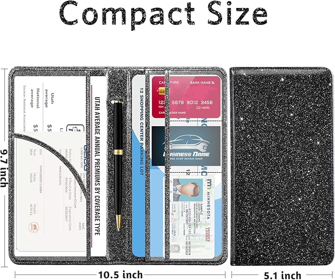 CoBak Car Registration and Insurance Holder - Vehicle Glove Box Car Organizer,Auto Truck Comparment Accessories Case with Magnetic Closure for Driver License,Cards