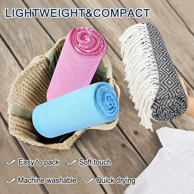 Beach Towel 2 Pack,Sand Free Beach Towels Oversized 39 x 72, Diamond Turkish Beach Towel Quick Dry,Lightweight Pool Towels for Adults Travel Towel,Cool Beach Essentials
