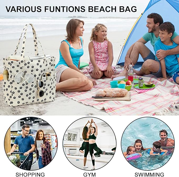 Bluboon Waterproof Beach Tote Pool Bags for Women Ladies Extra Large Carry On Bag With Wet Compartment for Weekender Travel
