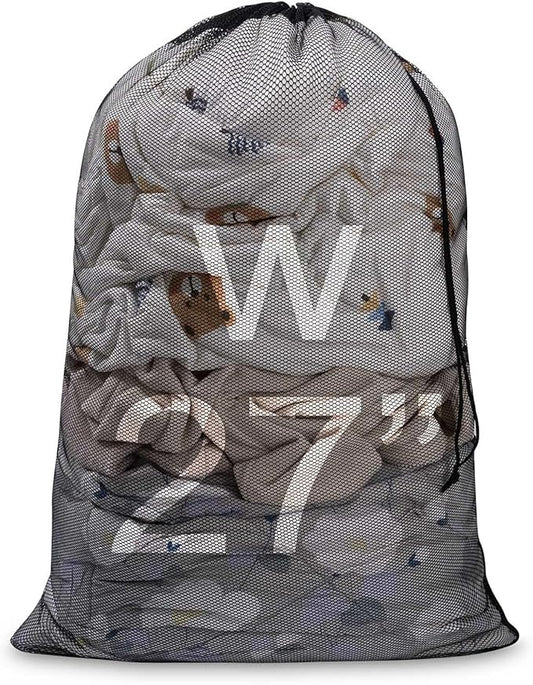 Meowoo Large Mesh Laundry Bag, 27×36inch Heavy Duty Mesh Laundry Bags Drawstring Lockable, Laundry Hamper Liner, Machine Washable, for Travel,Storage, Sports Factories, Dorms, Black 1pcs