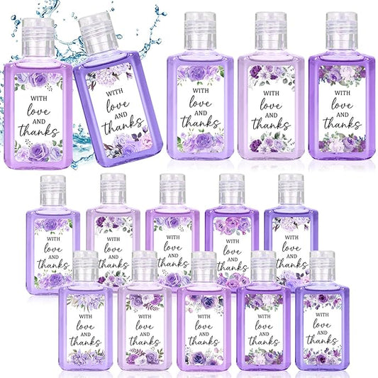 50 Pcs Purple Flower Mini Hand Sanitizer Bulk Thank You Gift Favors Small Hand Sanitizer for Guest 1fl oz Travel Size Hand Soap Gift for Wedding and Baby Shower Supplies